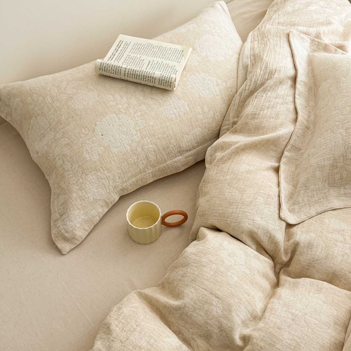 91家纺网 家纺一手货源 找家纺 （总）KA家纺 2026春夏新品色织提花棉麻四件套  织带款