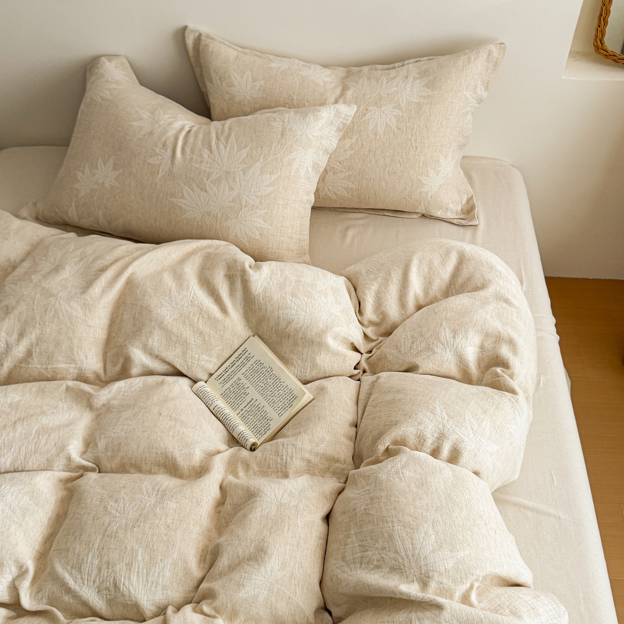 91家纺网 家纺一手货源 找家纺 KA家纺 2026春夏新品色织提花棉麻四件套  织带款 织带枫聆