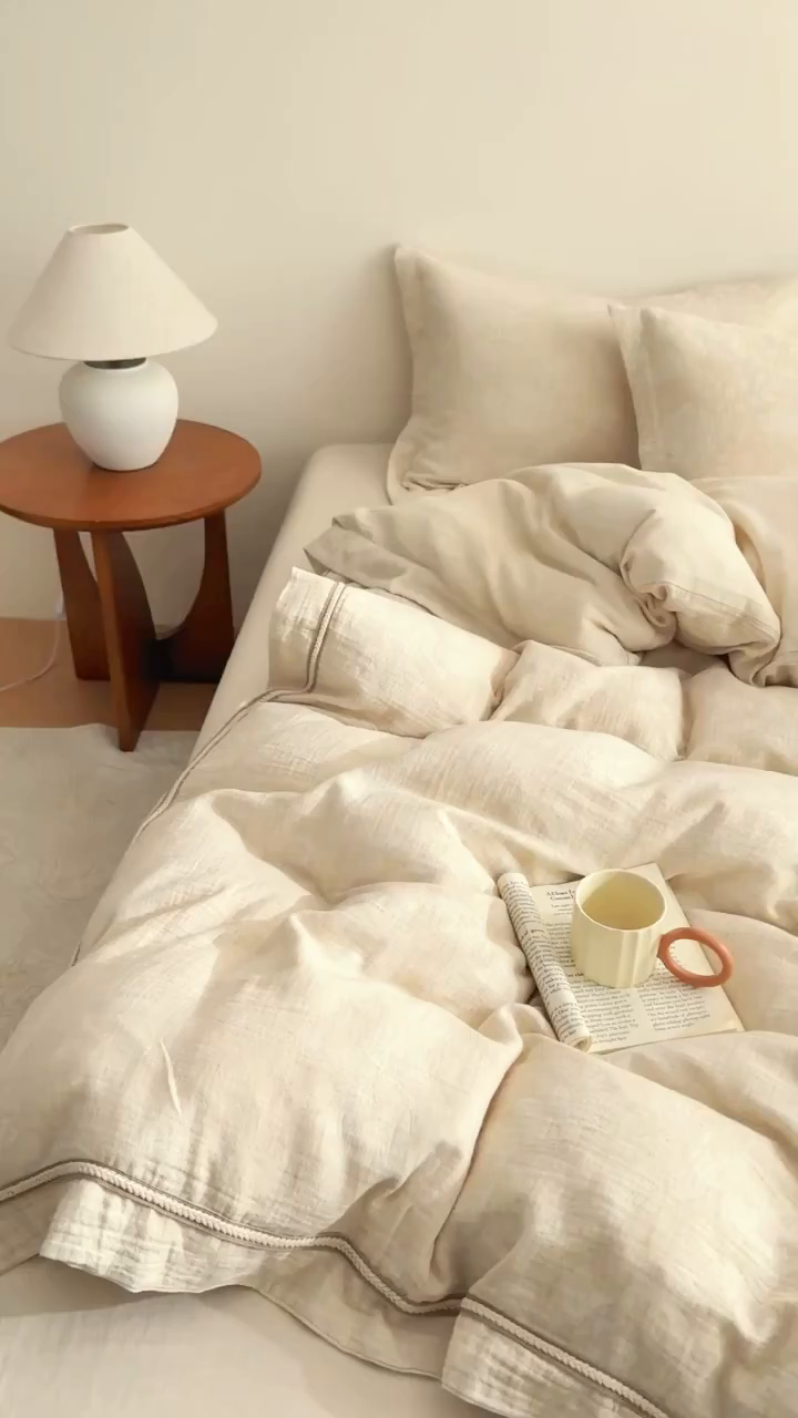 91家纺网 家纺一手货源 找家纺 （总）KA家纺 2026春夏新品色织提花棉麻四件套  织带款