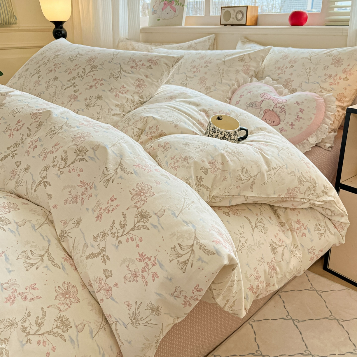 91家纺网 家纺一手货源 找家纺 （总）柠馨 2026新款13372全棉纯棉印花四件套-薇丽