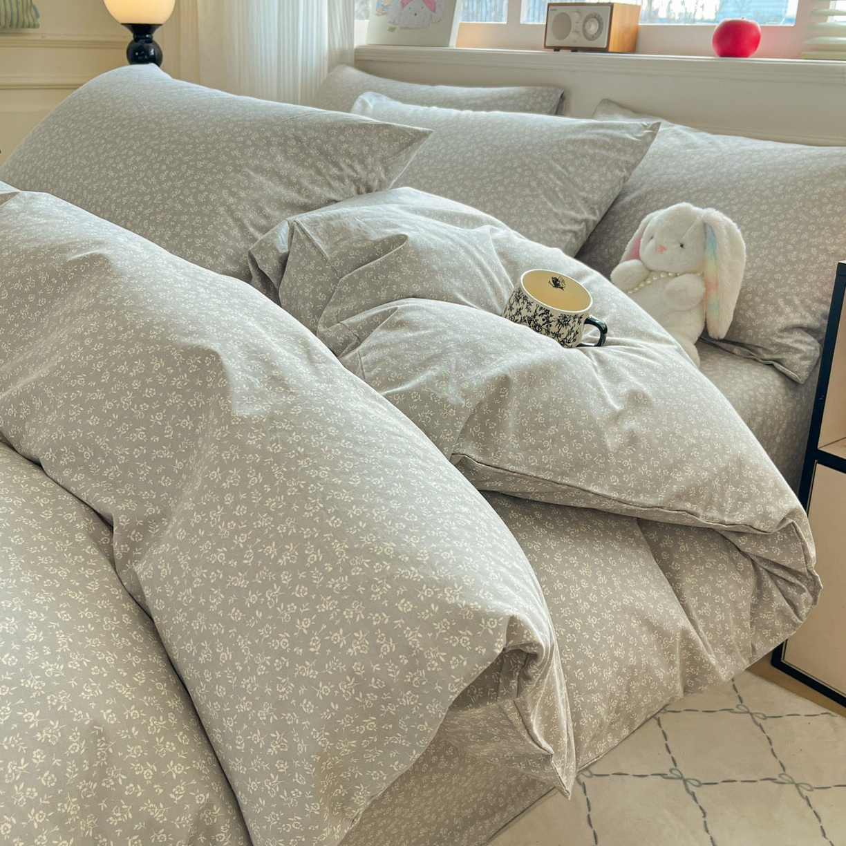 柠馨 2026新款13372全棉纯棉印花四件套-薇丽 薇丽-彼岸-灰