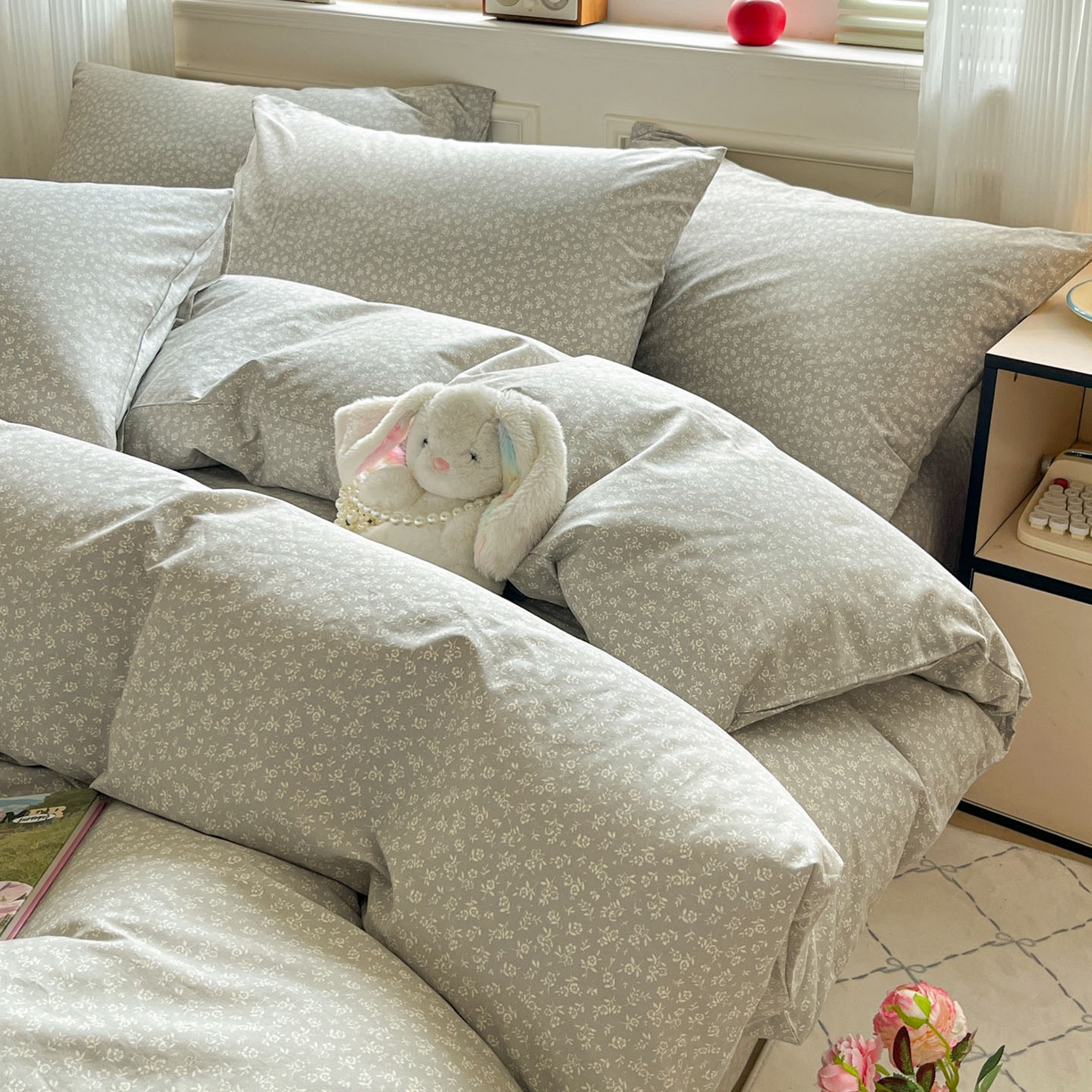 91家纺网 家纺一手货源 找家纺 柠馨 2026新款13372全棉纯棉印花四件套-薇丽 薇丽-彼岸-灰