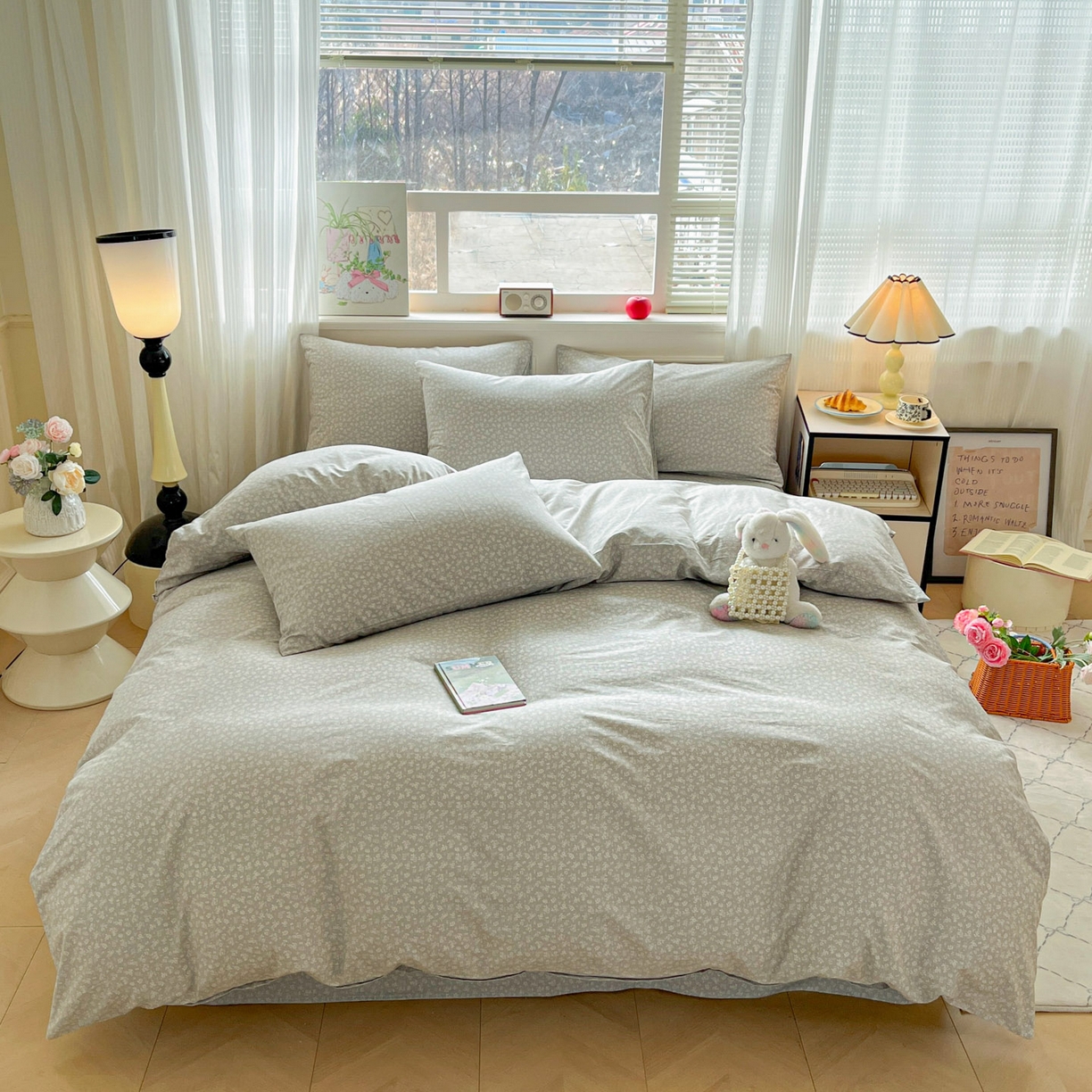 91家纺网 家纺一手货源 找家纺 柠馨 2026新款13372全棉纯棉印花四件套-薇丽 薇丽-彼岸-灰