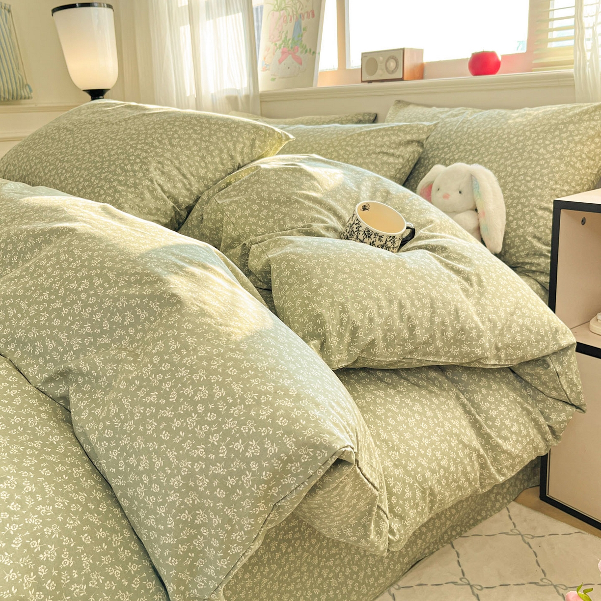 柠馨 2026新款13372全棉纯棉印花四件套-薇丽 薇丽-彼岸-绿