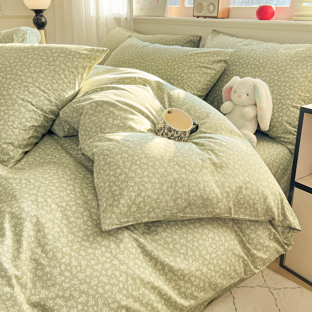 91家纺网 家纺一手货源 找家纺 柠馨 2026新款13372全棉纯棉印花四件套-薇丽 薇丽-彼岸-绿