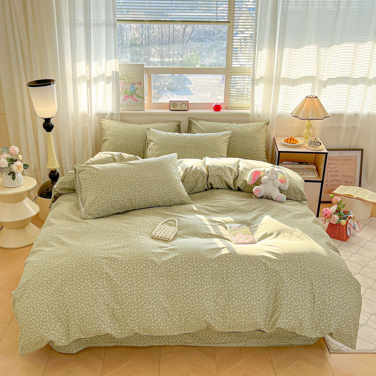 91家纺网 家纺一手货源 找家纺 柠馨 2026新款13372全棉纯棉印花四件套-薇丽 薇丽-彼岸-绿