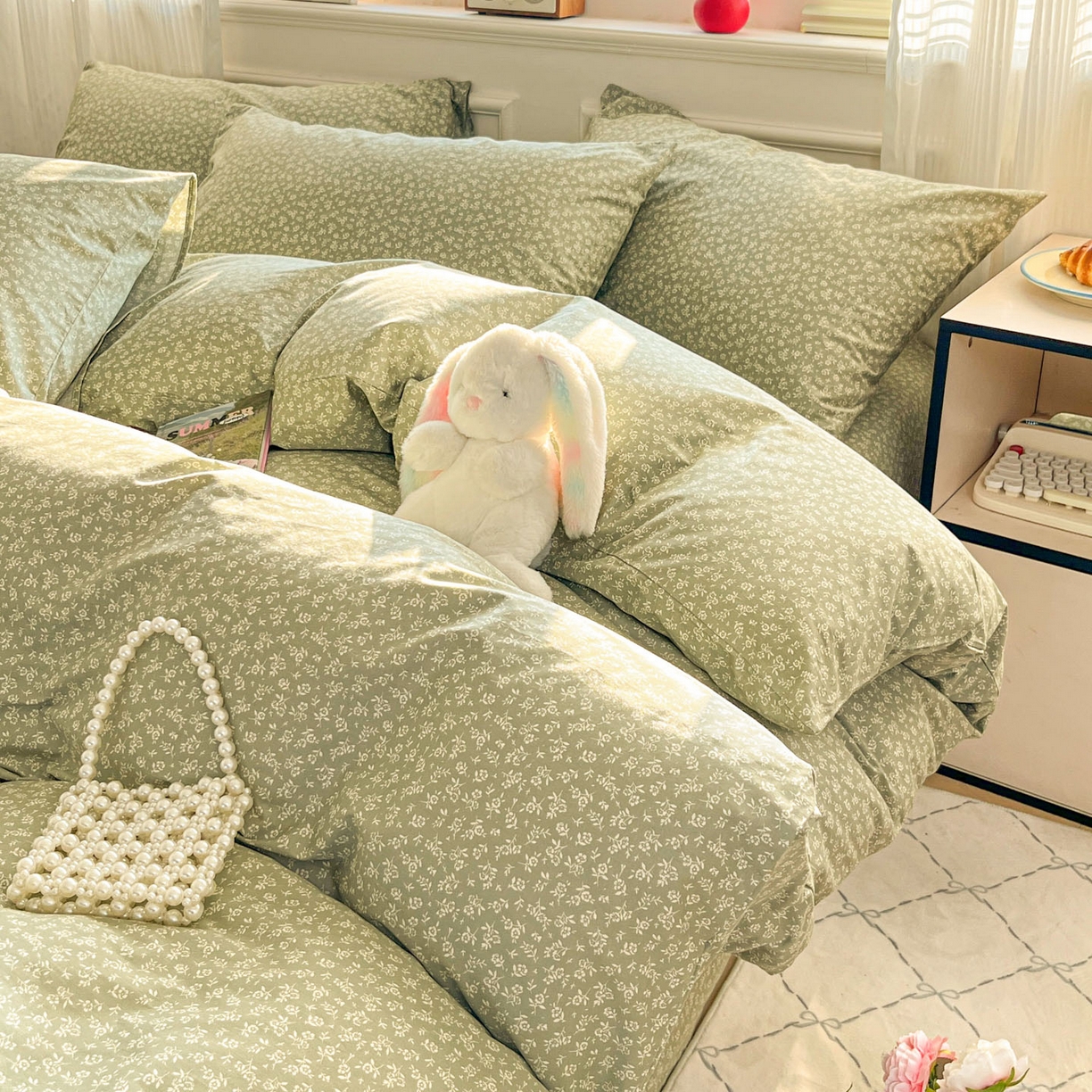 91家纺网 家纺一手货源 找家纺 柠馨 2026新款13372全棉纯棉印花四件套-薇丽 薇丽-彼岸-绿