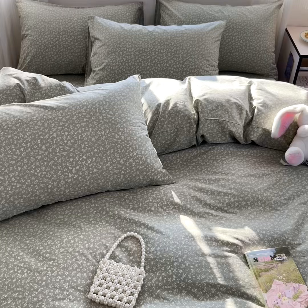 91家纺网 家纺一手货源 找家纺 柠馨 2026新款13372全棉纯棉印花四件套-薇丽 薇丽-彼岸-绿