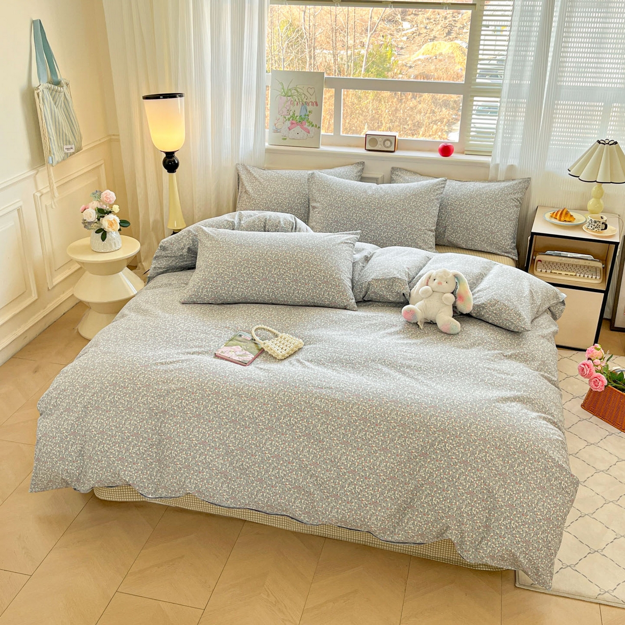 91家纺网 家纺一手货源 找家纺 柠馨 2026新款13372全棉纯棉印花四件套-薇丽 薇丽-沧澜