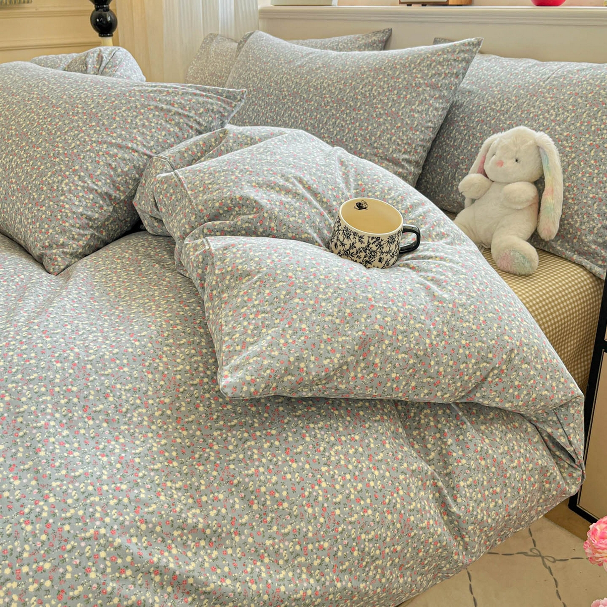 91家纺网 家纺一手货源 找家纺 柠馨 2026新款13372全棉纯棉印花四件套-薇丽 薇丽-沧澜