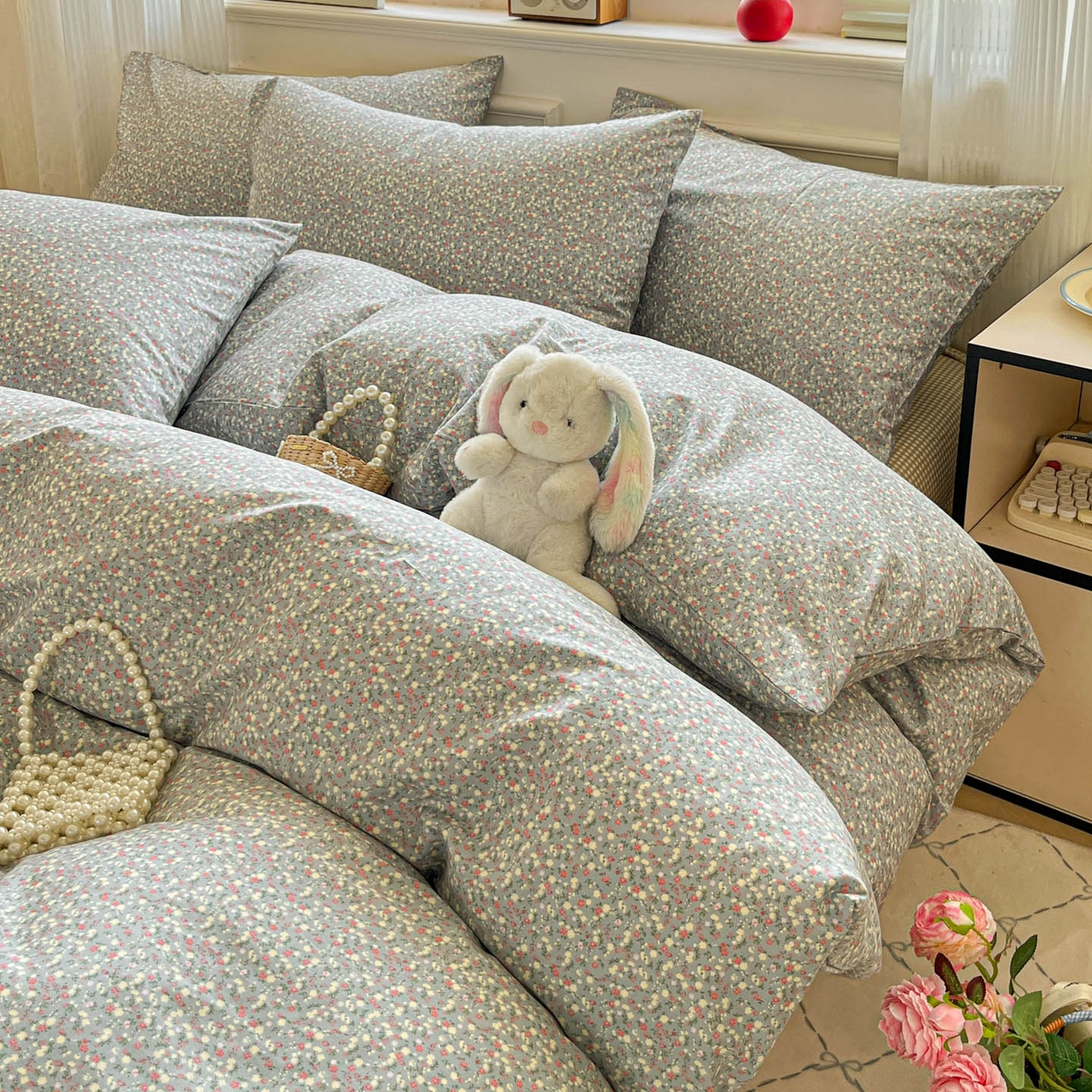 91家纺网 家纺一手货源 找家纺 柠馨 2026新款13372全棉纯棉印花四件套-薇丽 薇丽-沧澜