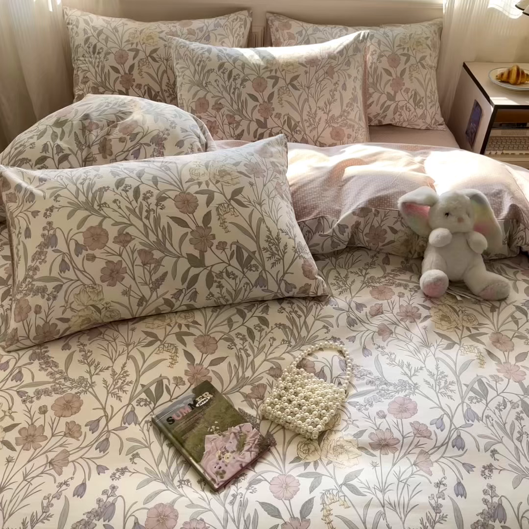 91家纺网 家纺一手货源 找家纺 柠馨 2026新款13372全棉纯棉印花四件套-薇丽 薇丽-春娆