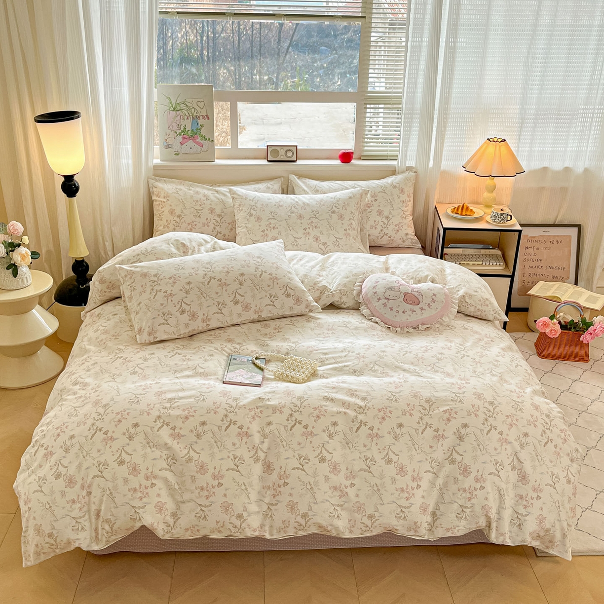 91家纺网 家纺一手货源 找家纺 柠馨 2026新款13372全棉纯棉印花四件套-薇丽 薇丽-纯真-粉