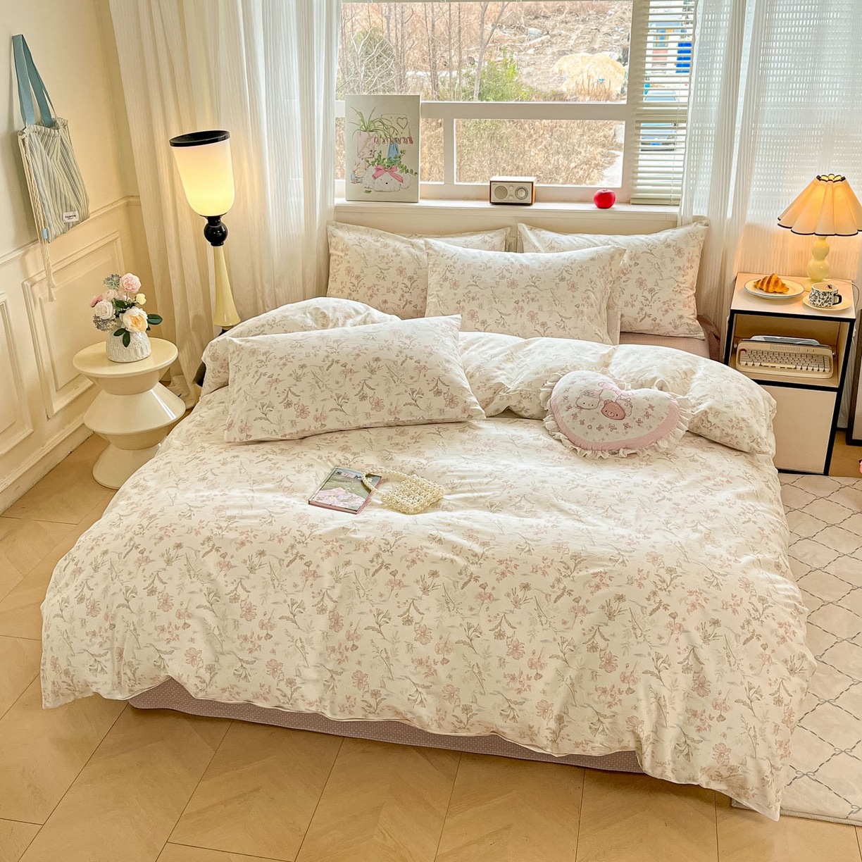 91家纺网 家纺一手货源 找家纺 柠馨 2026新款13372全棉纯棉印花四件套-薇丽 薇丽-纯真-粉