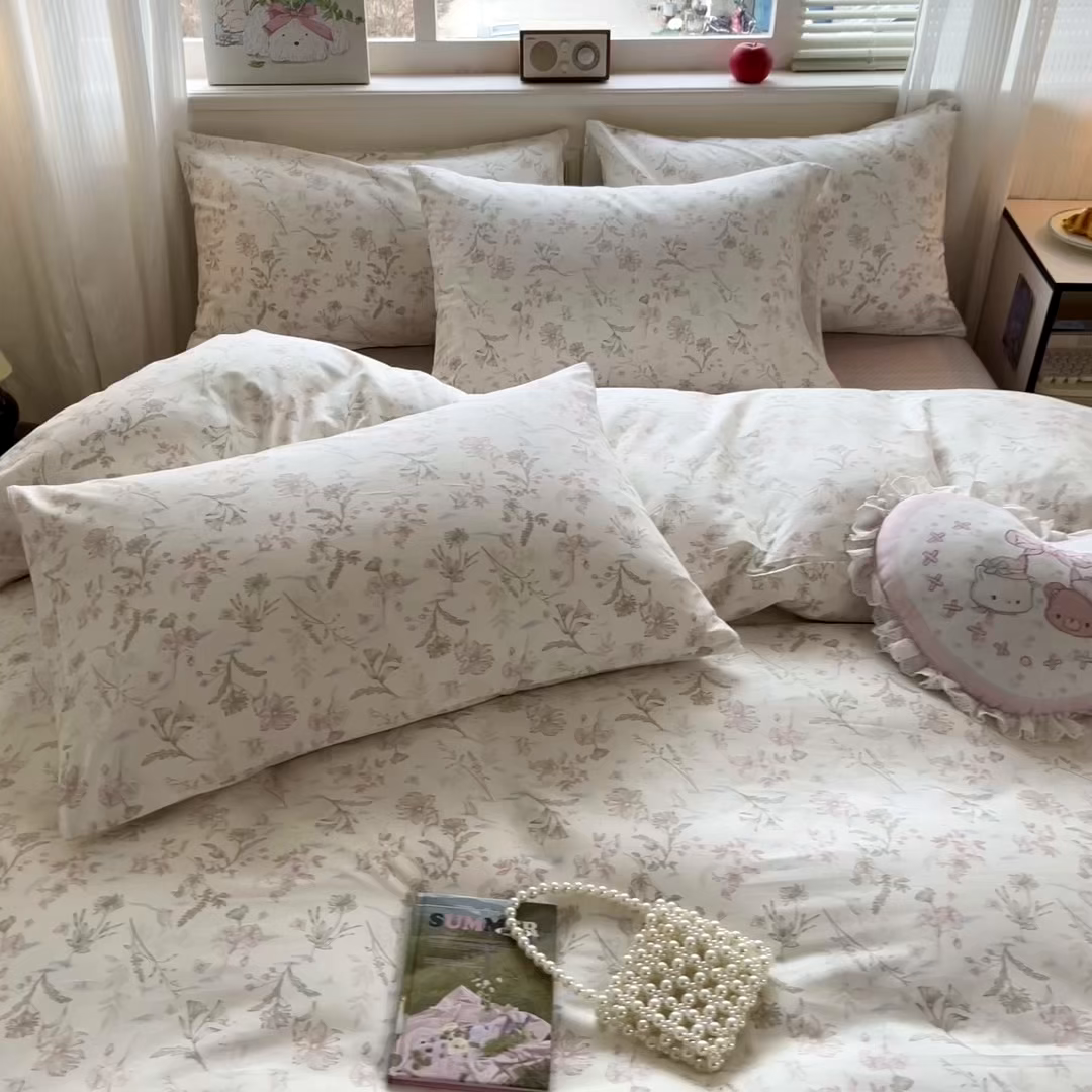 91家纺网 家纺一手货源 找家纺 柠馨 2026新款13372全棉纯棉印花四件套-薇丽 薇丽-纯真-粉