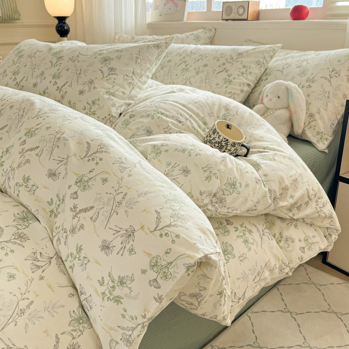 柠馨 2026新款13372全棉纯棉印花四件套-薇丽 薇丽-纯真-绿