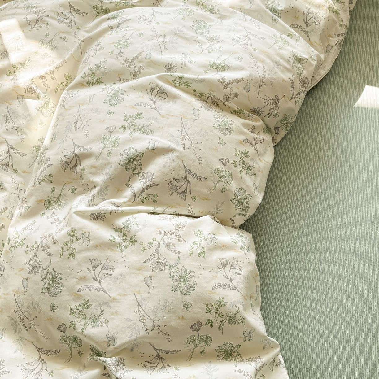 91家纺网 家纺一手货源 找家纺 柠馨 2026新款13372全棉纯棉印花四件套-薇丽 薇丽-纯真-绿