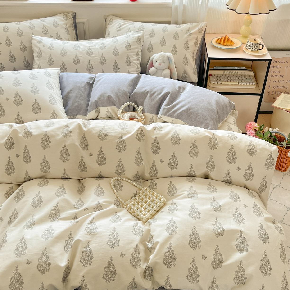 91家纺网 家纺一手货源 找家纺 柠馨 2026新款13372全棉纯棉印花四件套-薇丽 薇丽-梵音