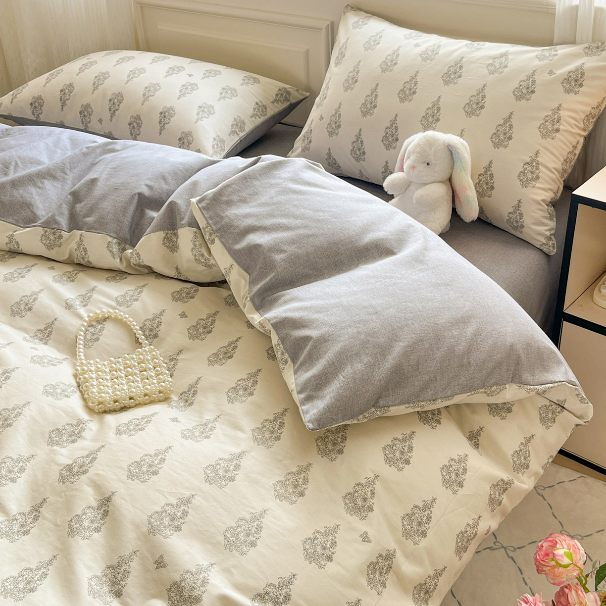 91家纺网 家纺一手货源 找家纺 柠馨 2026新款13372全棉纯棉印花四件套-薇丽 薇丽-梵音