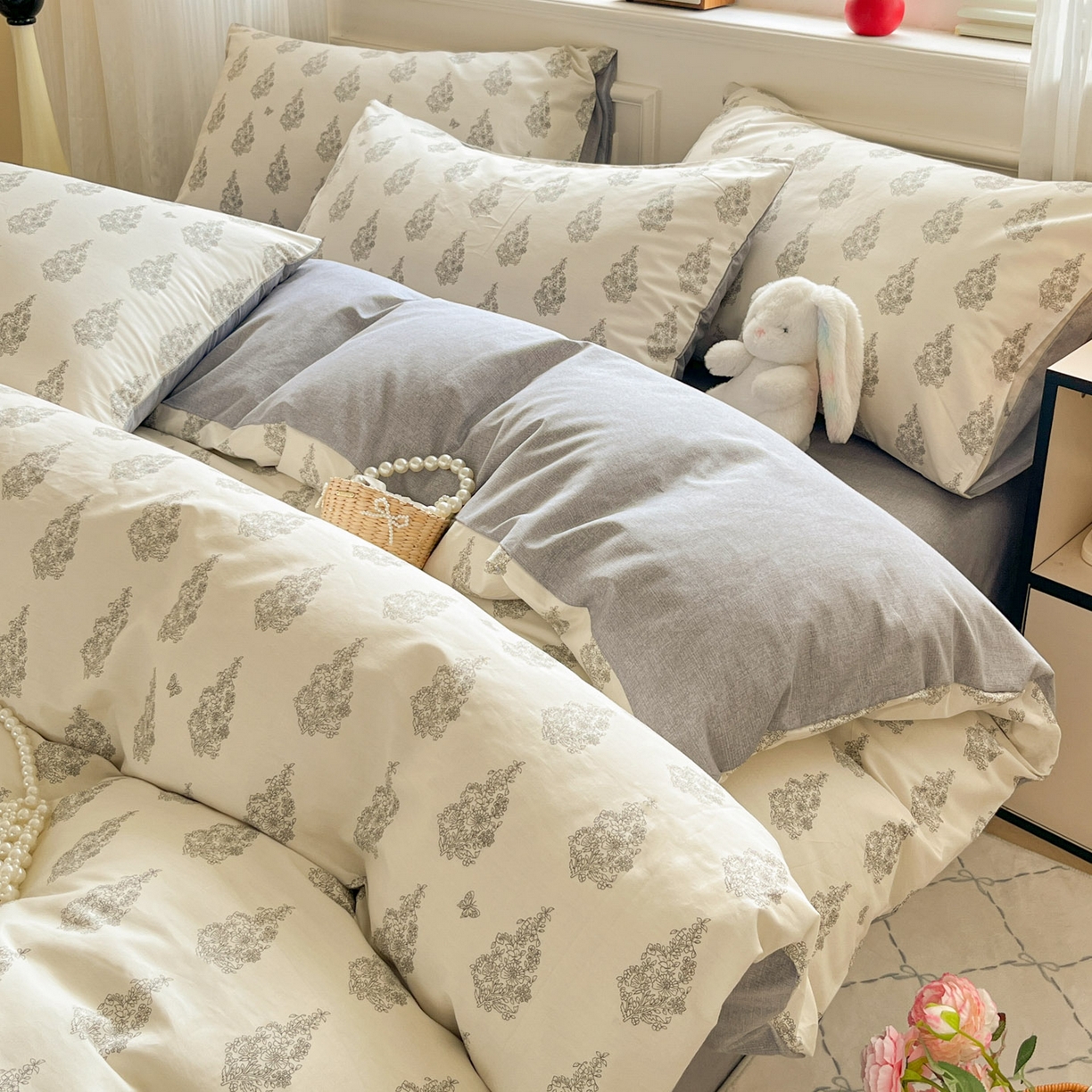 91家纺网 家纺一手货源 找家纺 柠馨 2026新款13372全棉纯棉印花四件套-薇丽 薇丽-梵音