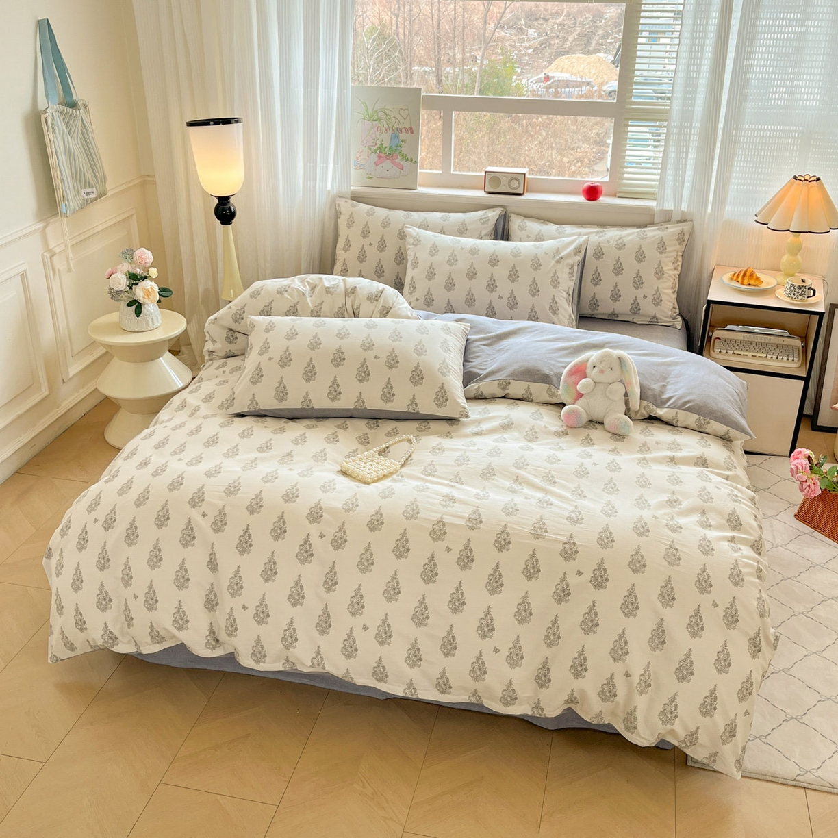 91家纺网 家纺一手货源 找家纺 柠馨 2026新款13372全棉纯棉印花四件套-薇丽 薇丽-梵音