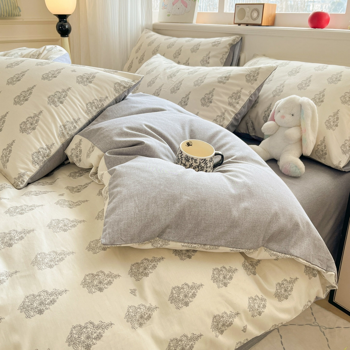 91家纺网 家纺一手货源 找家纺 柠馨 2026新款13372全棉纯棉印花四件套-薇丽 薇丽-梵音