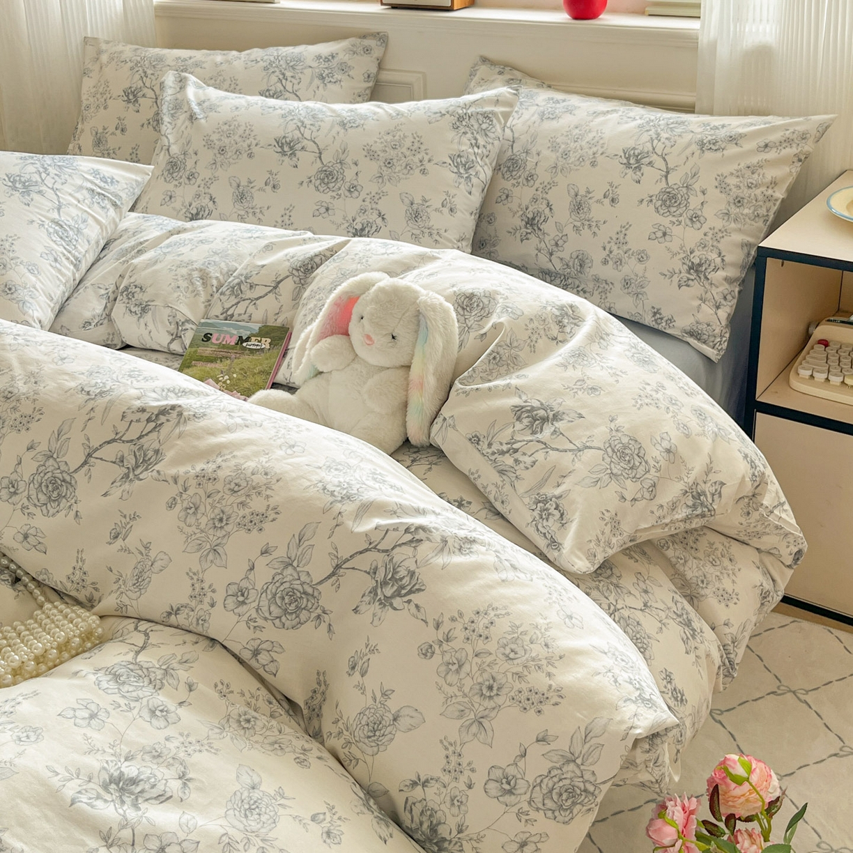 柠馨 2026新款13372全棉纯棉印花四件套-薇丽 薇丽-流影