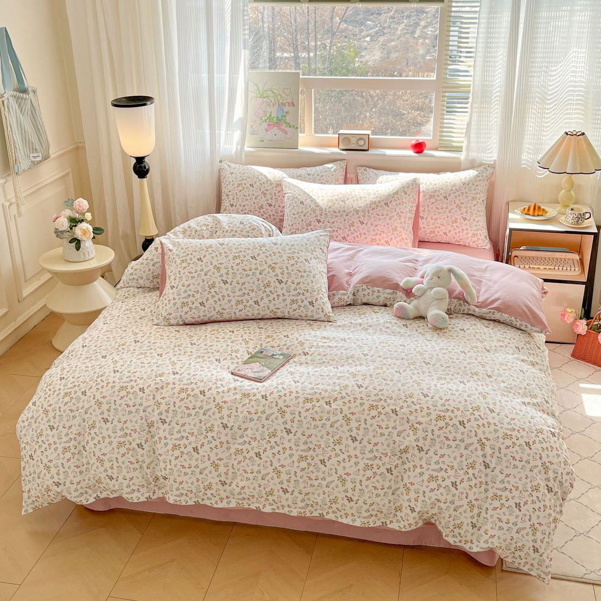 91家纺网 家纺一手货源 找家纺 柠馨 2026新款13372全棉纯棉印花四件套-薇丽 薇丽-蜜桃兔