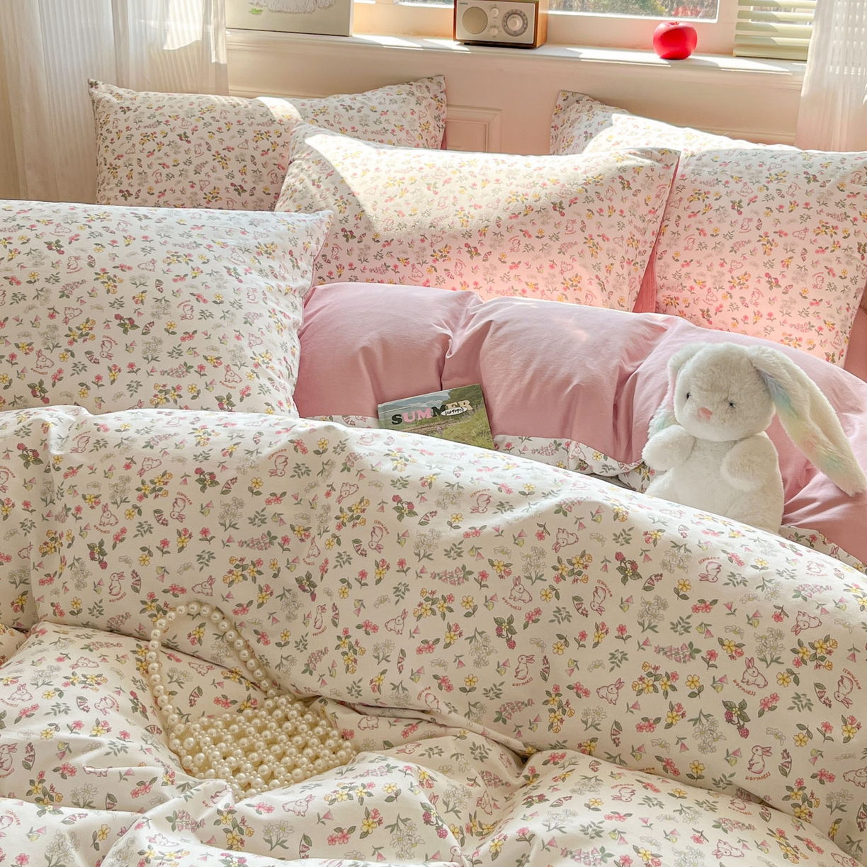 91家纺网 家纺一手货源 找家纺 柠馨 2026新款13372全棉纯棉印花四件套-薇丽 薇丽-蜜桃兔