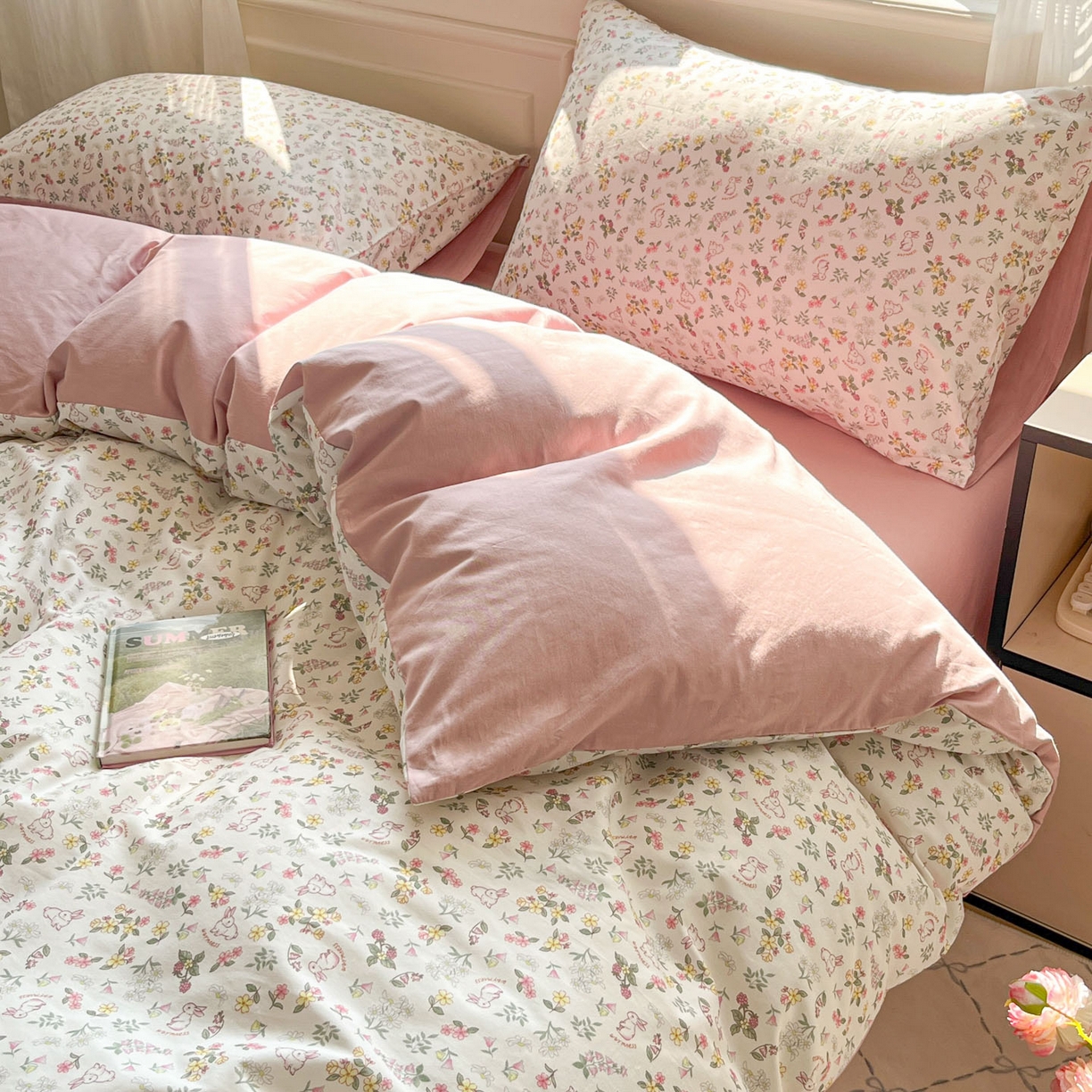 91家纺网 家纺一手货源 找家纺 柠馨 2026新款13372全棉纯棉印花四件套-薇丽 薇丽-蜜桃兔