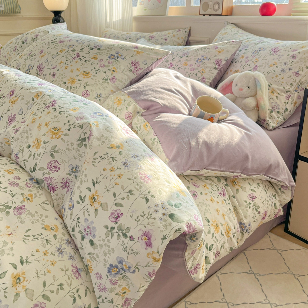 柠馨 2026新款13372全棉纯棉印花四件套-薇丽 薇丽-霓裳