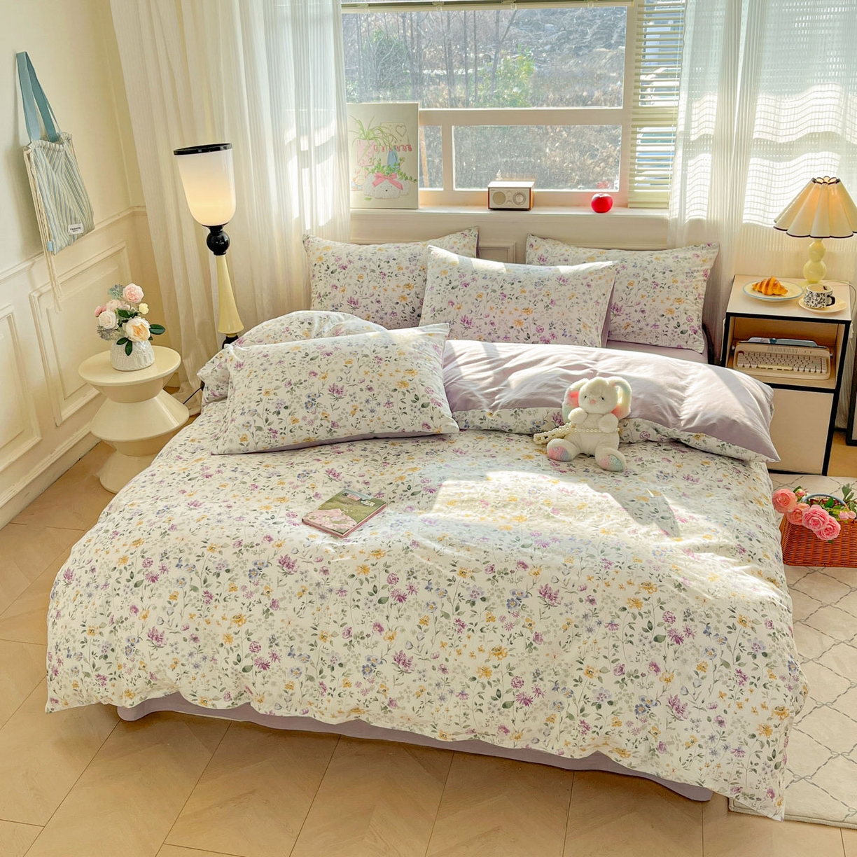 91家纺网 家纺一手货源 找家纺 柠馨 2026新款13372全棉纯棉印花四件套-薇丽 薇丽-霓裳