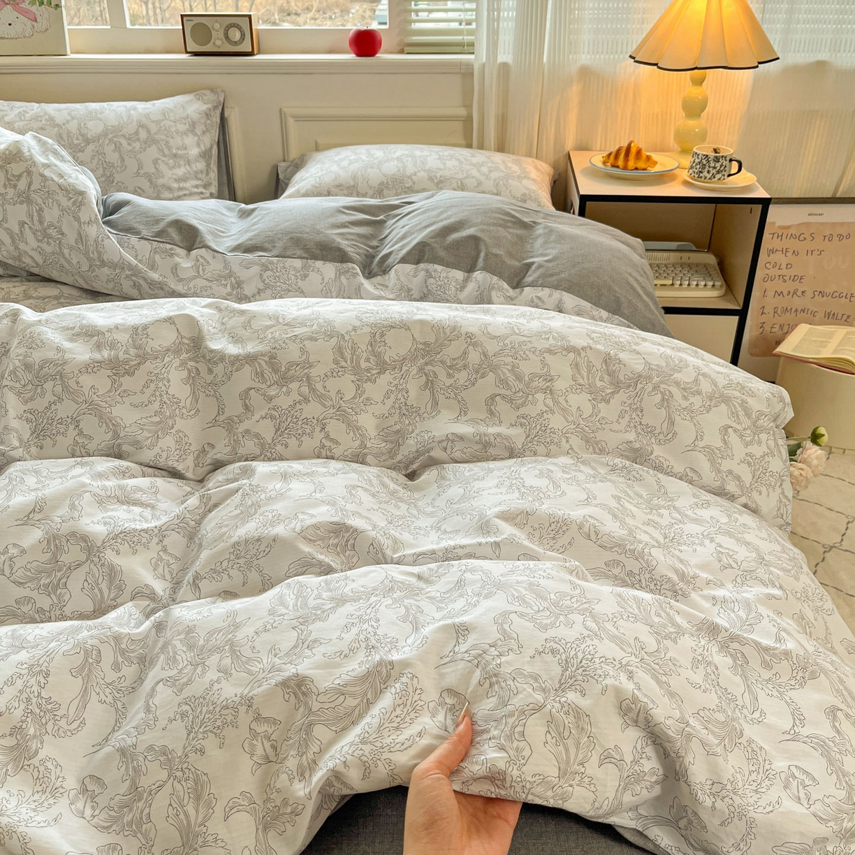 91家纺网 家纺一手货源 找家纺 柠馨 2026新款13372全棉纯棉印花四件套-薇丽 薇丽-浓墨