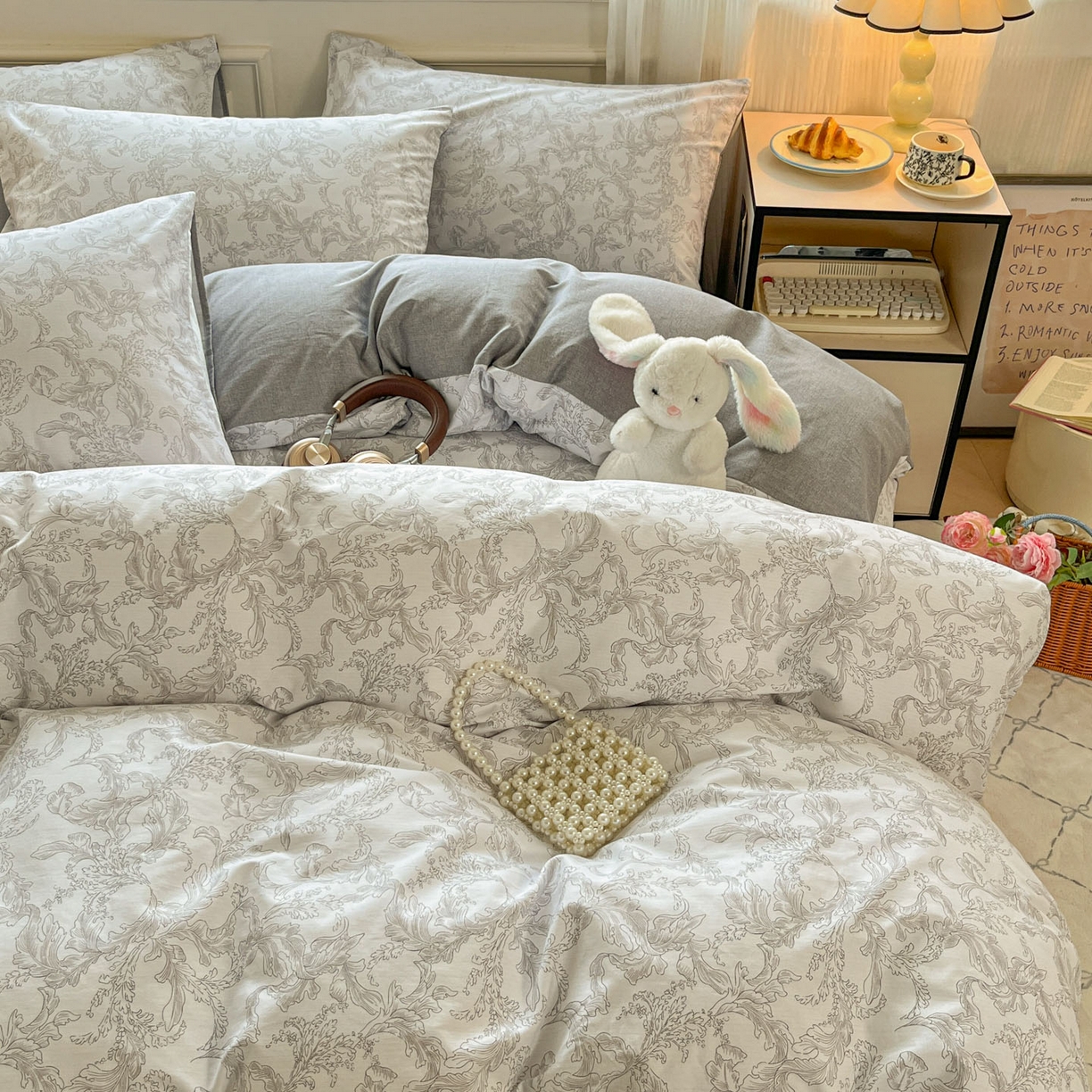 91家纺网 家纺一手货源 找家纺 柠馨 2026新款13372全棉纯棉印花四件套-薇丽 薇丽-浓墨