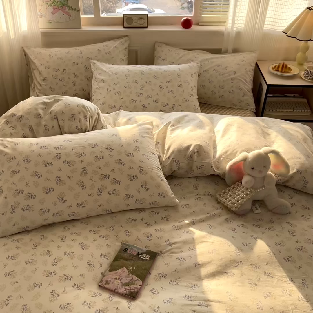 91家纺网 家纺一手货源 找家纺 柠馨 2026新款13372全棉纯棉印花四件套-薇丽 薇丽-秋月