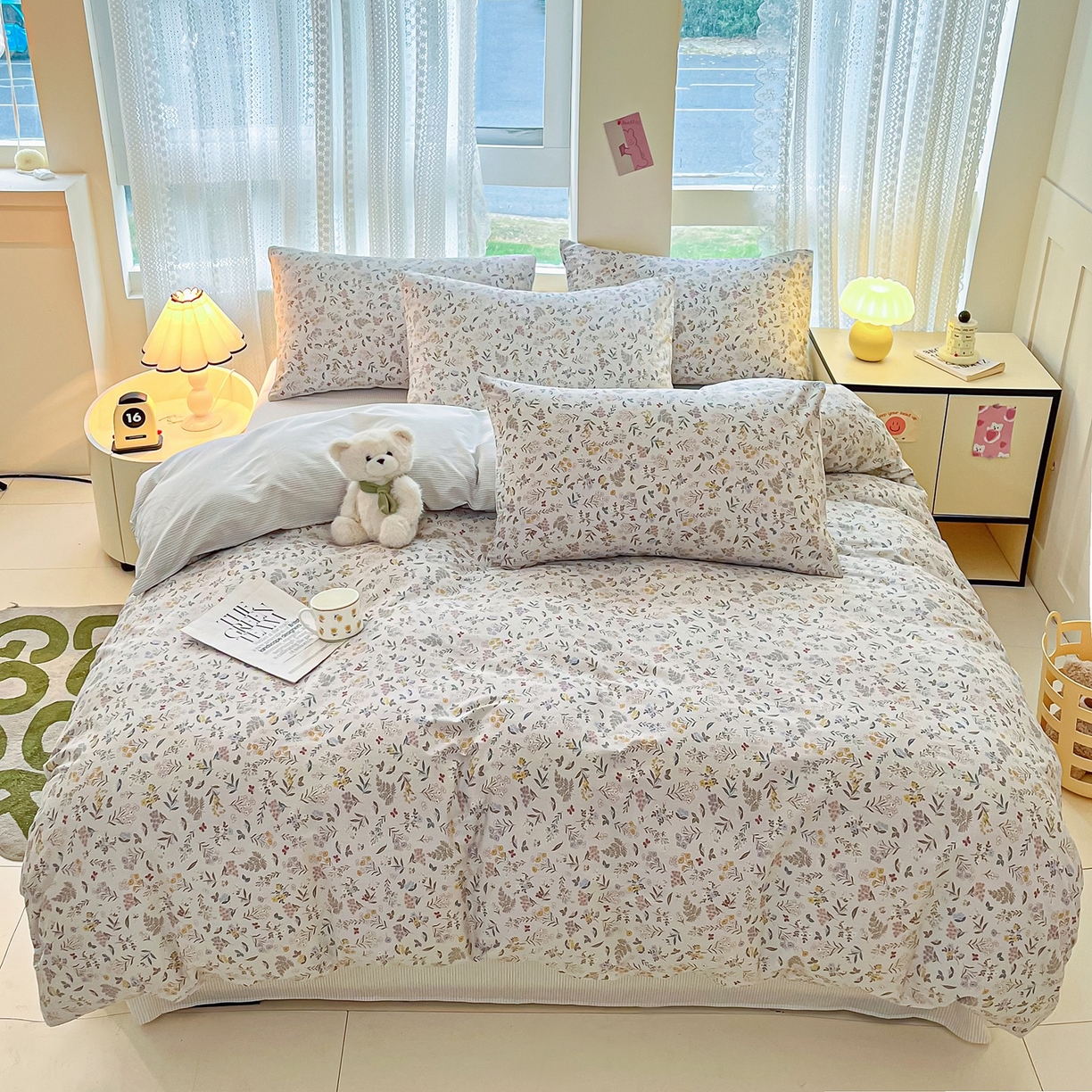 91家纺网 家纺一手货源 找家纺 柠馨 2026新款13372全棉纯棉印花四件套-薇丽 薇丽-雪霁新