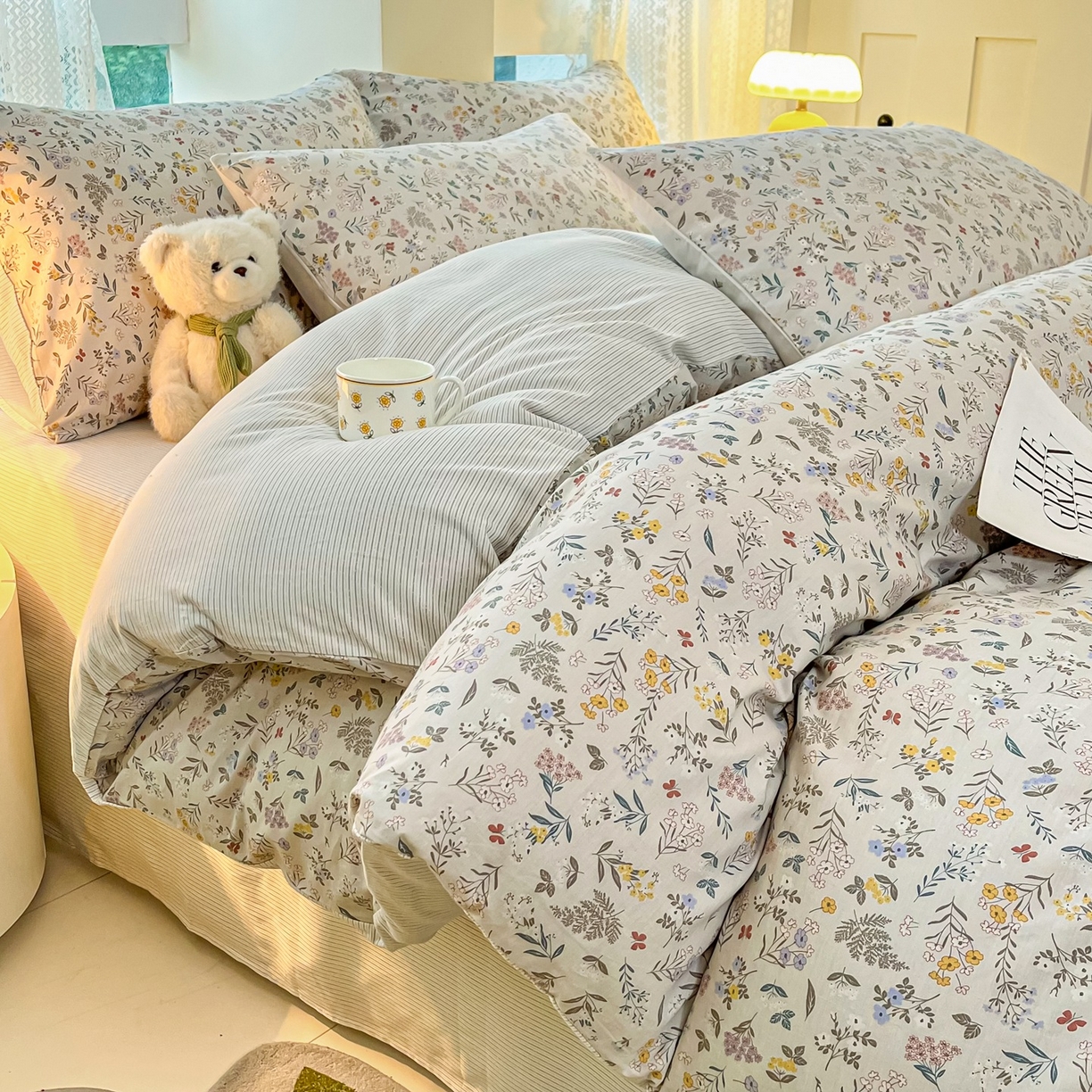 91家纺网 家纺一手货源 找家纺 柠馨 2026新款13372全棉纯棉印花四件套-薇丽 薇丽-雪霁新