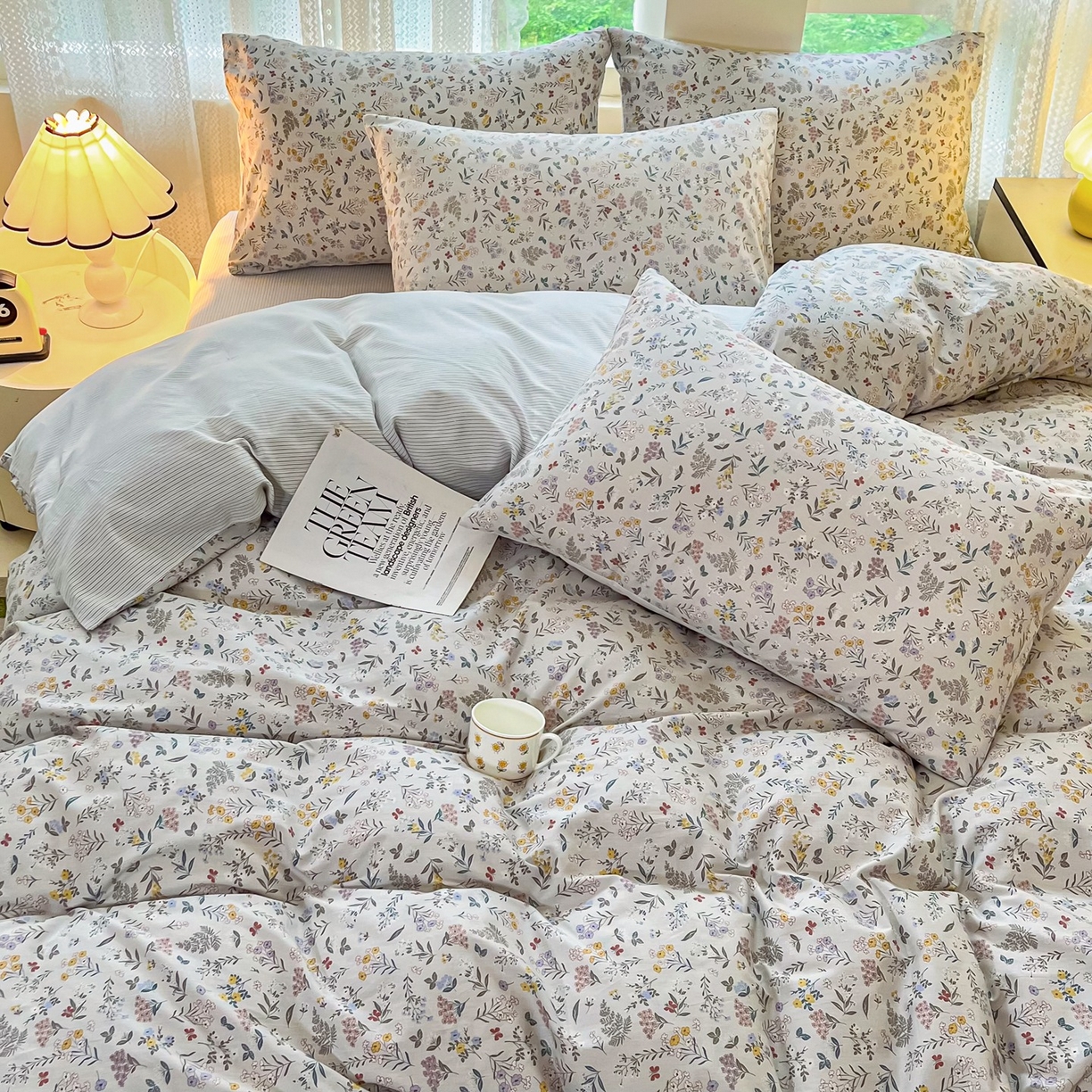 91家纺网 家纺一手货源 找家纺 柠馨 2026新款13372全棉纯棉印花四件套-薇丽 薇丽-雪霁新