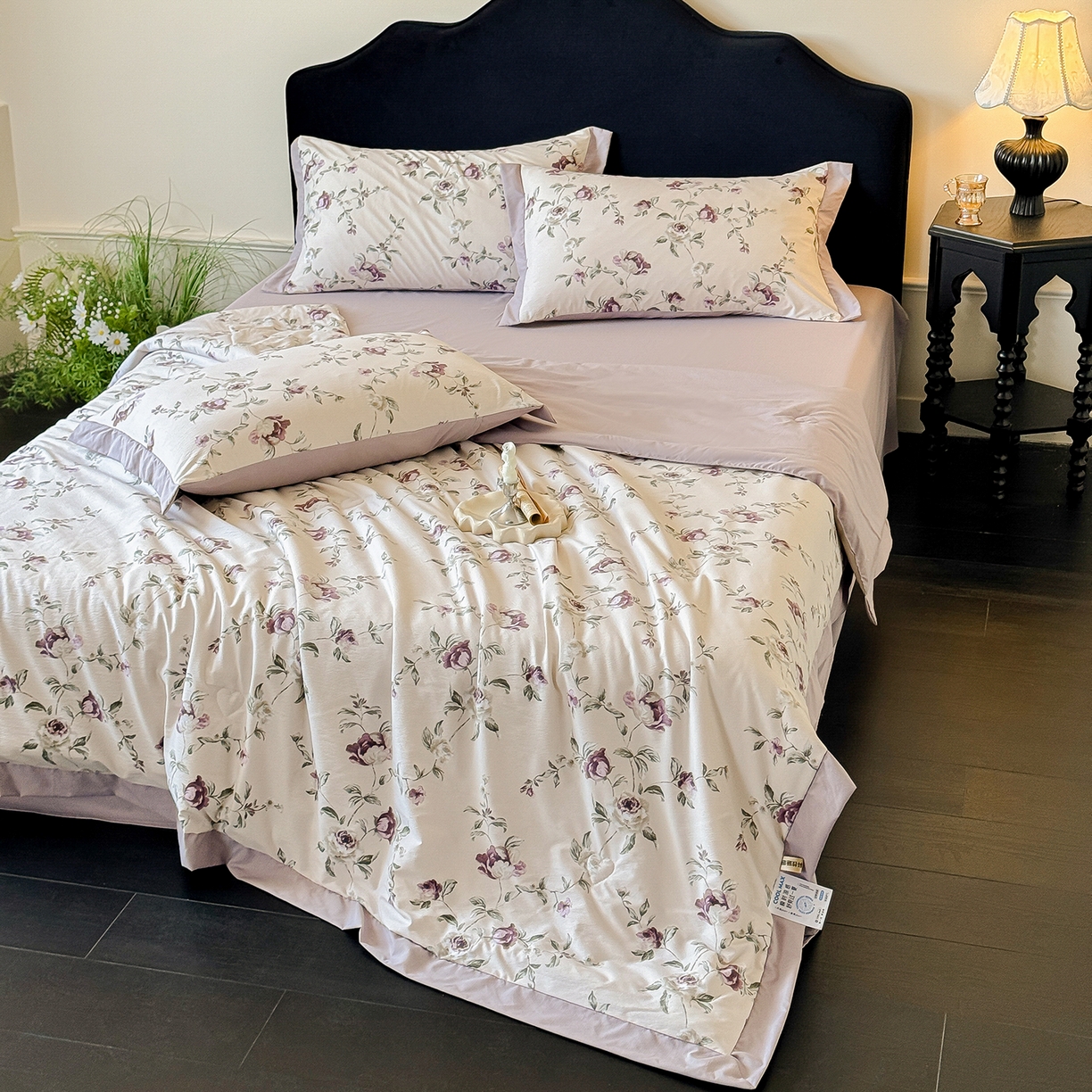 91家纺网 家纺一手货源 找家纺 迷尚家居 2026新款冰丝柔夏被四件套 安妮