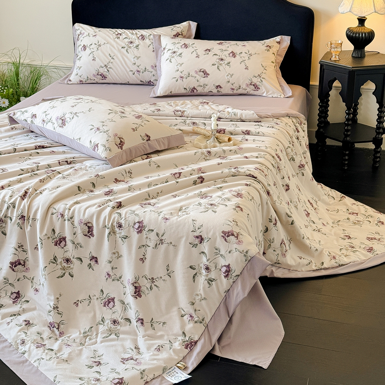 91家纺网 家纺一手货源 找家纺 迷尚家居 2026新款冰丝柔夏被四件套 安妮