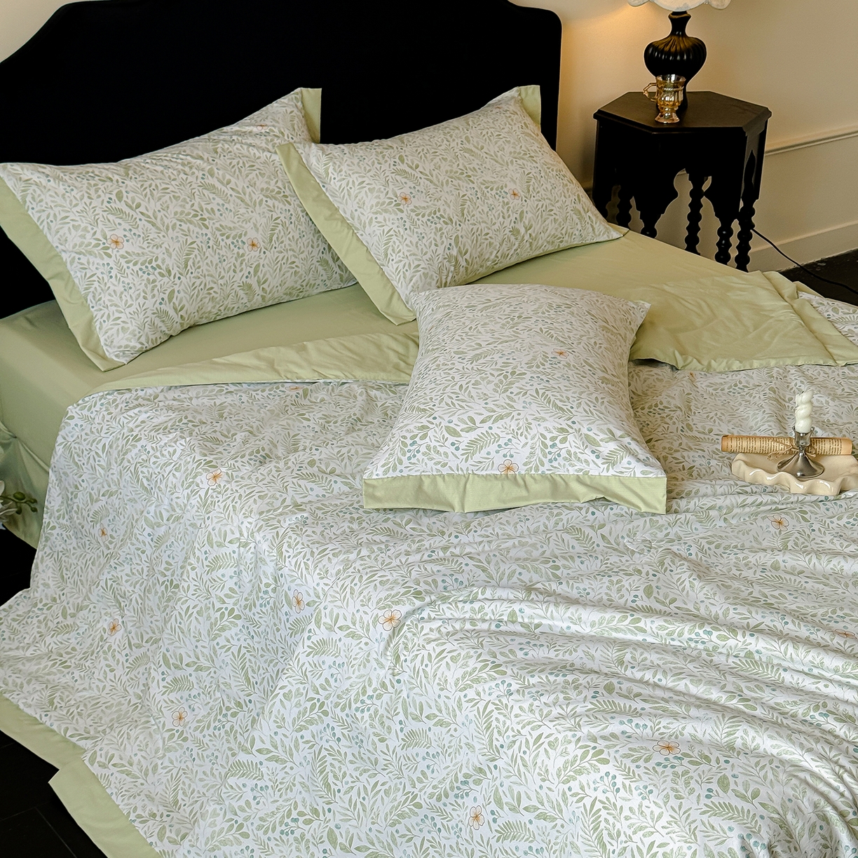 91家纺网 家纺一手货源 找家纺 迷尚家居 2026新款冰丝柔夏被四件套 丛草集