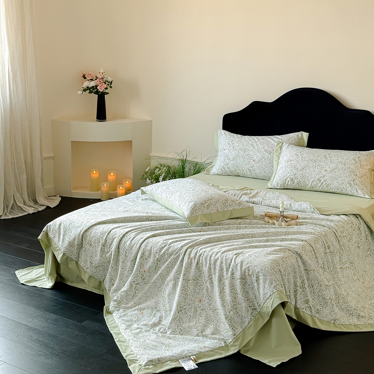 91家纺网 家纺一手货源 找家纺 迷尚家居 2026新款冰丝柔夏被四件套 丛草集