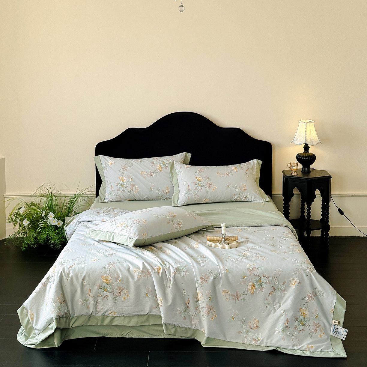 91家纺网 家纺一手货源 找家纺 迷尚家居 2026新款冰丝柔夏被四件套 丹青