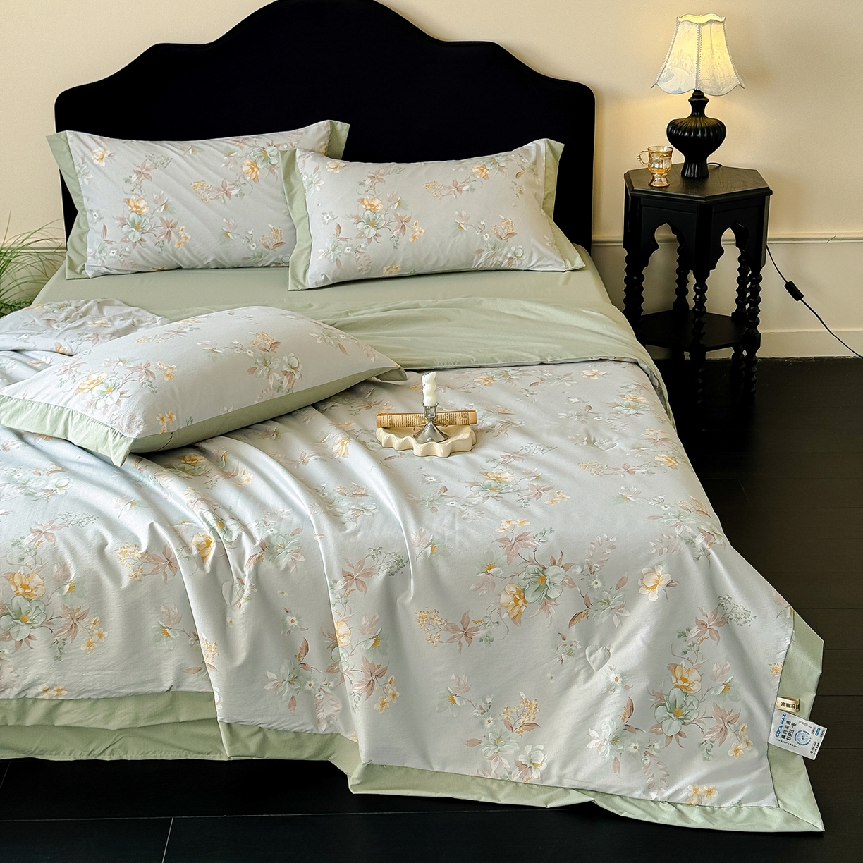 91家纺网 家纺一手货源 找家纺 迷尚家居 2026新款冰丝柔夏被四件套 丹青