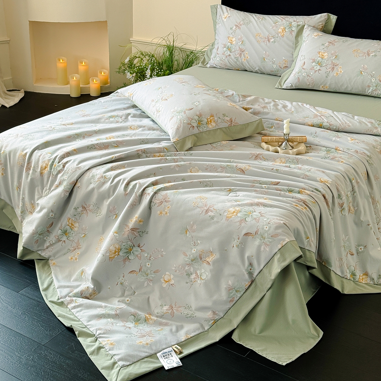 91家纺网 家纺一手货源 找家纺 迷尚家居 2026新款冰丝柔夏被四件套 丹青