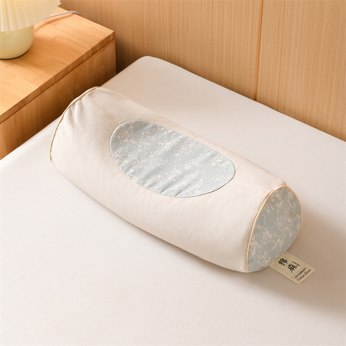 仁宇枕业 2026新款新品棉麻古朴元宝系列荞麦枕头枕芯 棉麻款元宝系列荞麦枕-春意蓝色