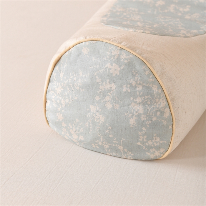 91家纺网 家纺一手货源 找家纺 仁宇枕业 2026新款新品棉麻古朴元宝系列荞麦枕头枕芯 棉麻款元宝系列荞麦枕-春意蓝色