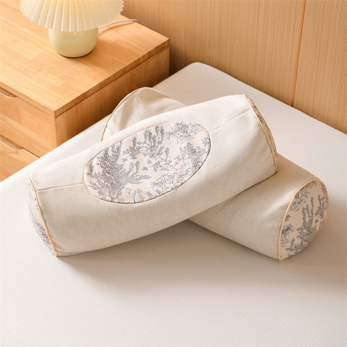 91家纺网 家纺一手货源 找家纺 仁宇枕业 2026新款新品棉麻古朴元宝系列荞麦枕头枕芯 棉麻款元宝系列荞麦枕-青花瓷黑