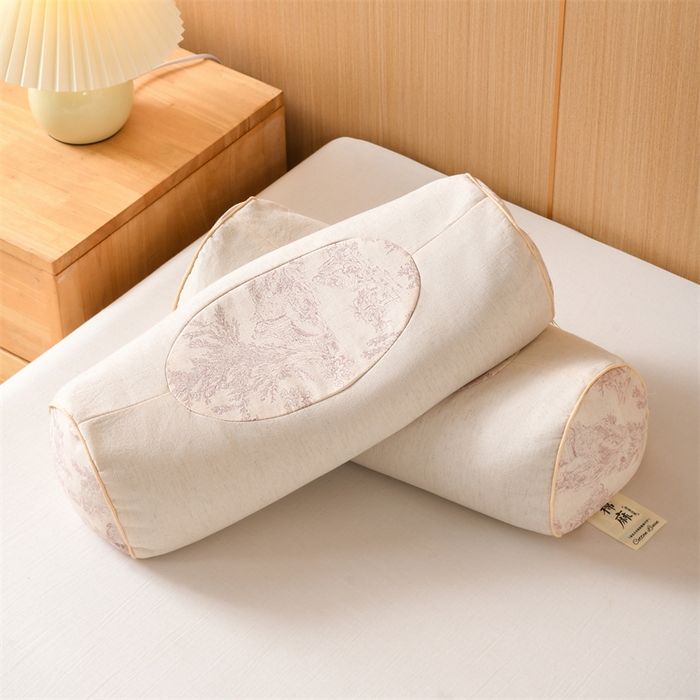 91家纺网 家纺一手货源 找家纺 仁宇枕业 2026新款新品棉麻古朴元宝系列荞麦枕头枕芯 棉麻款元宝系列荞麦枕-青花瓷红