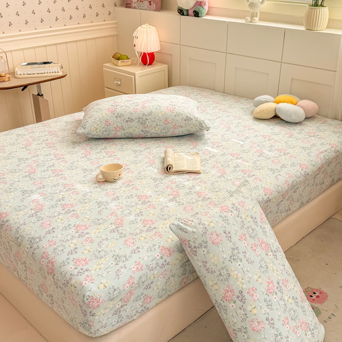 91家纺网 家纺一手货源 找家纺 朵朵家纺 2026新款A类超柔木棉印花单床笠单品学生宿舍床垫保护套床笠（床垫保护套可定制尺寸 ） 春野集